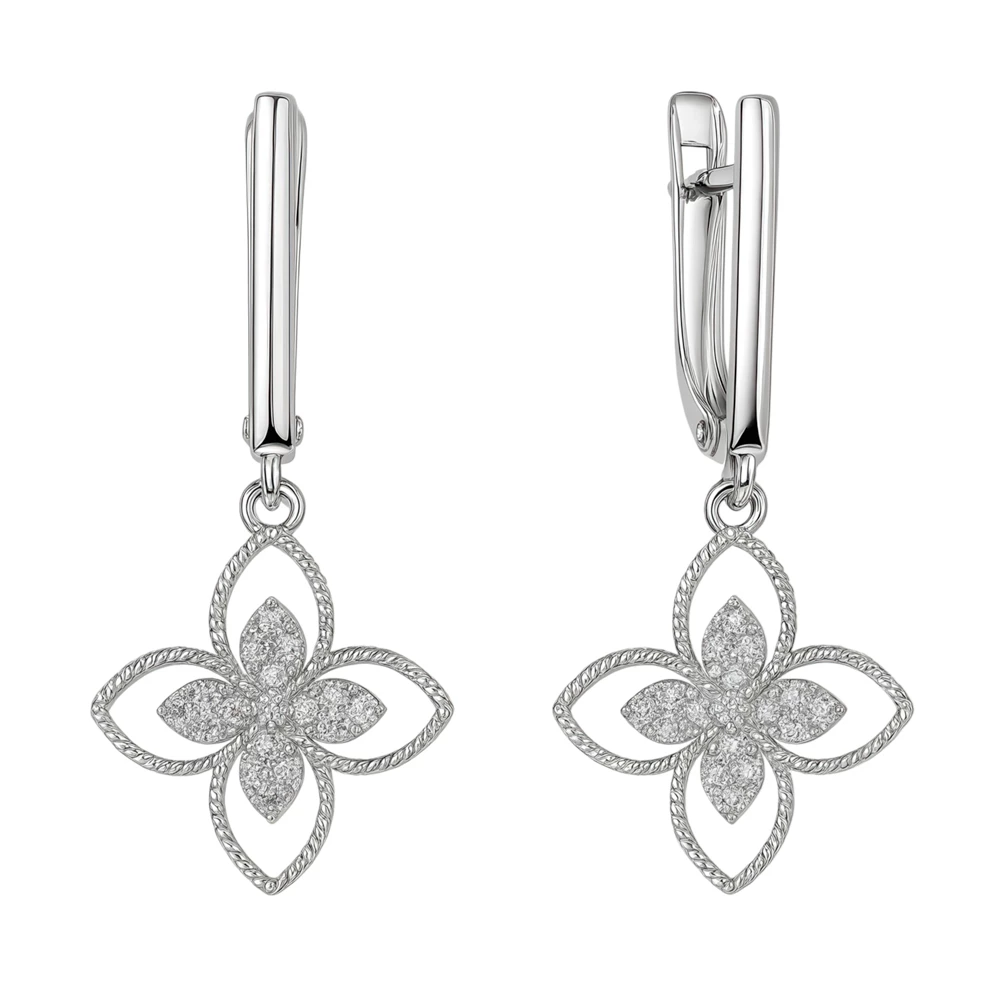 Серьги с фианитами из серебра 925 пробы