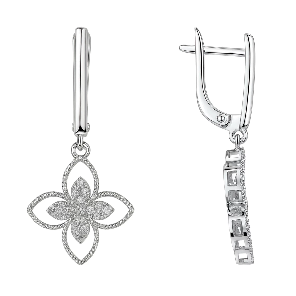 Серьги с фианитами из серебра 925 пробы