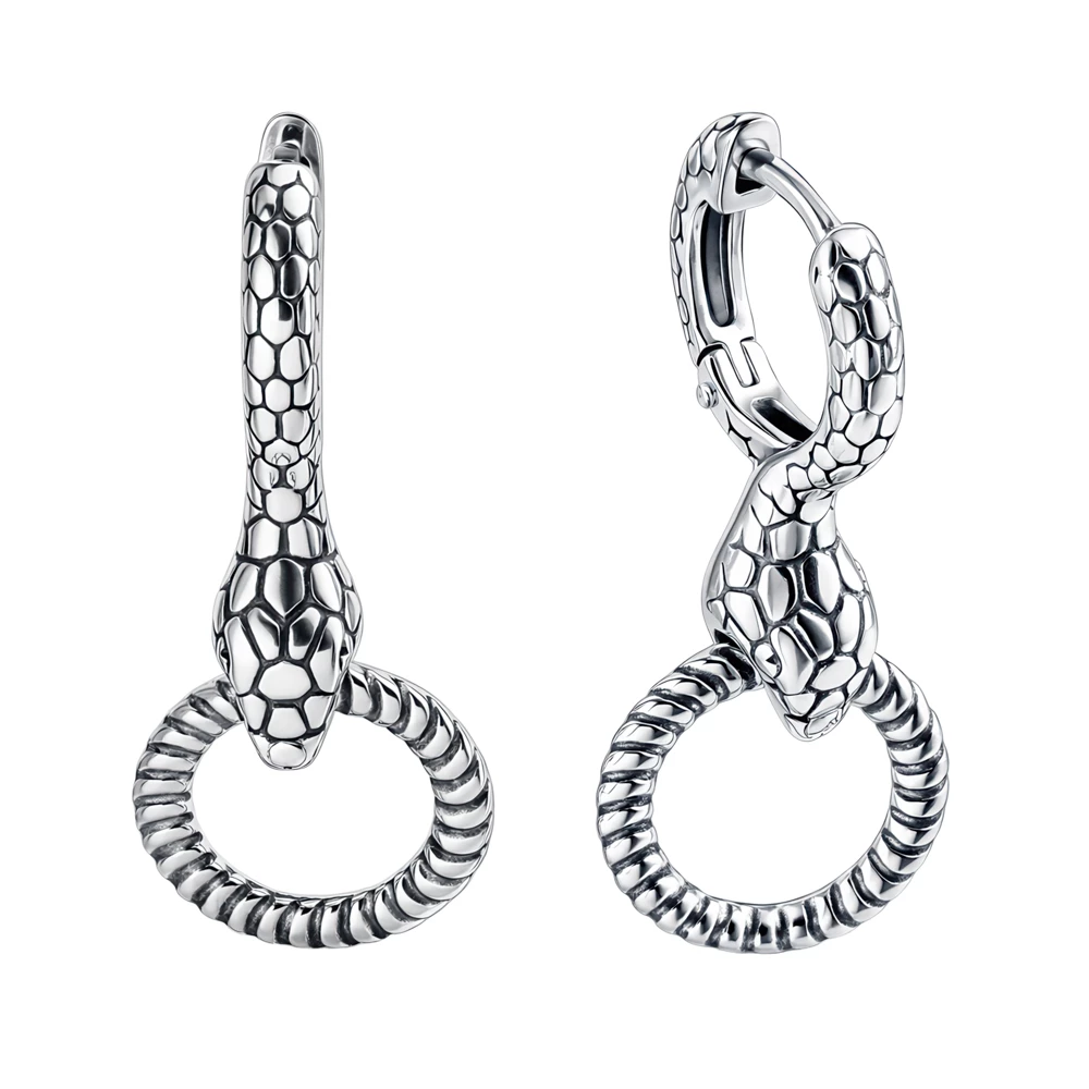 Серьги  Змея из серебра 925 пробы