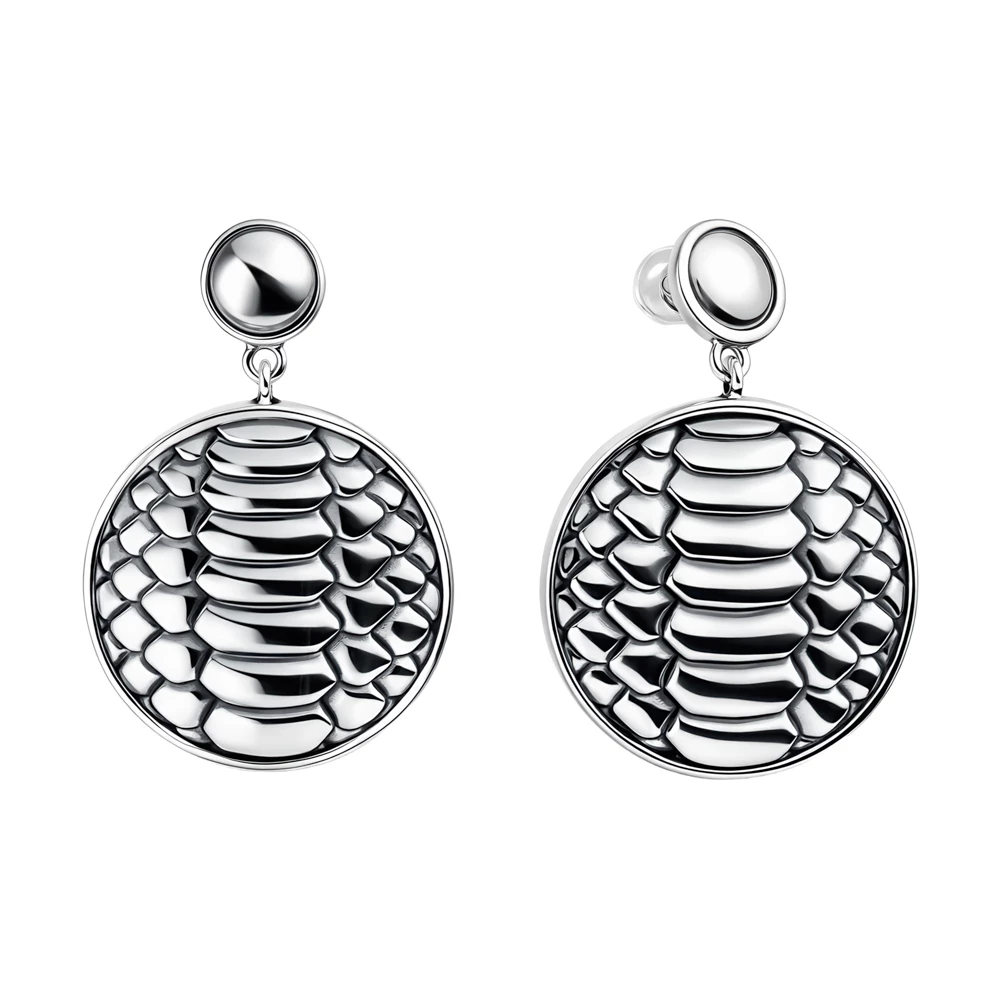 Серьги  Змея из серебра 925 пробы