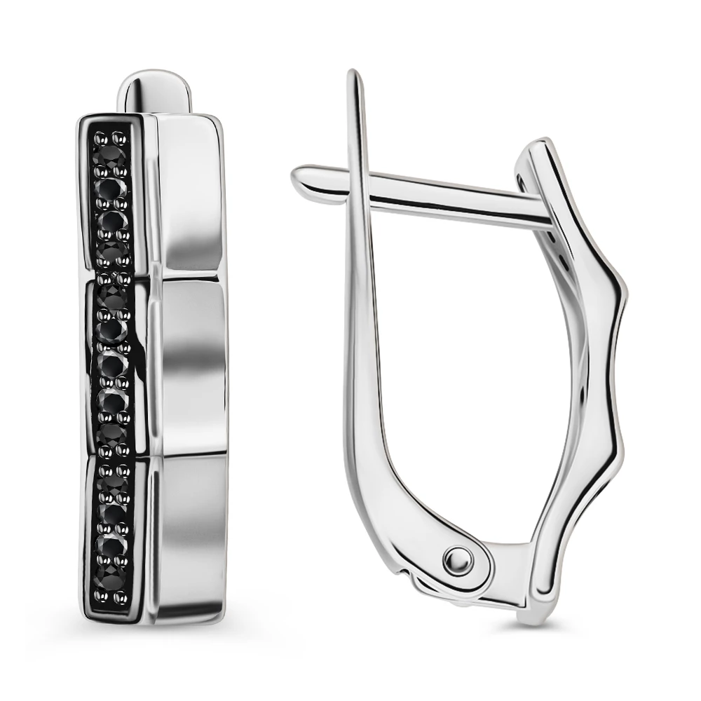 Серьги с фианитами из серебра 925 пробы