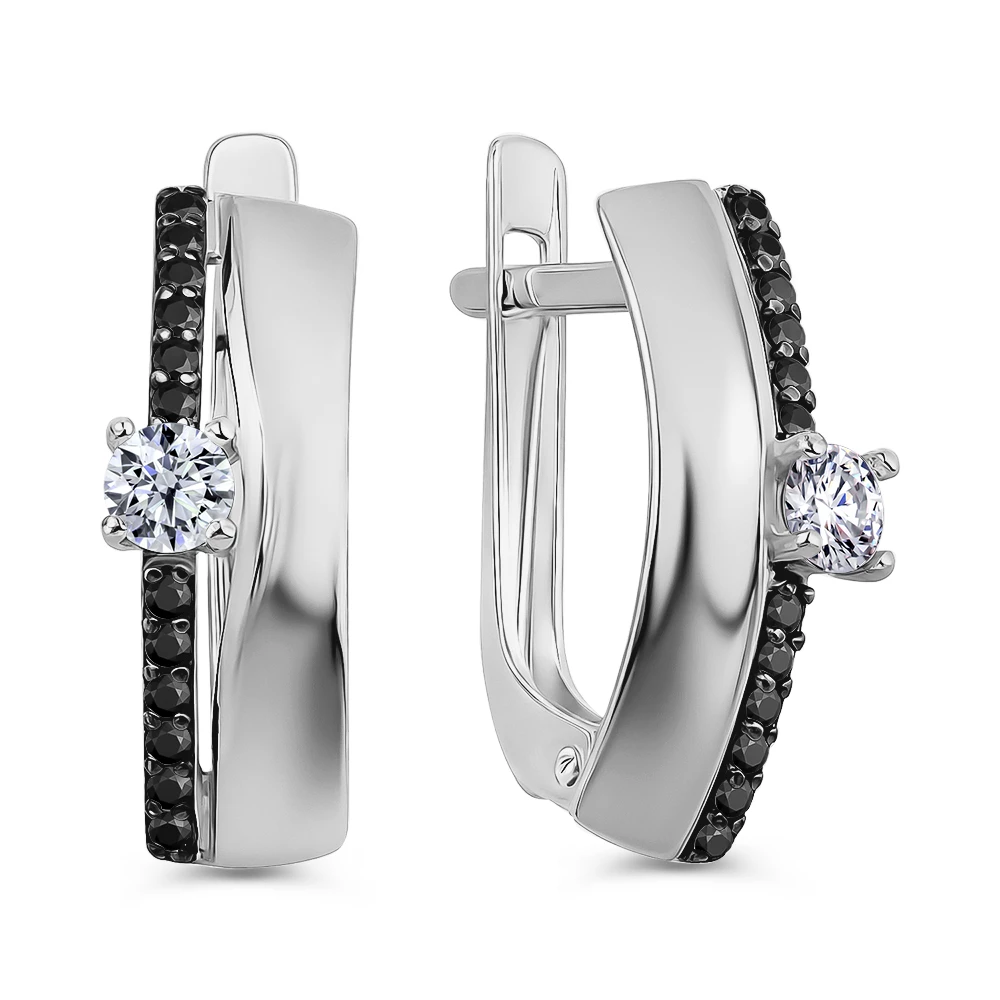 Серьги с фианитами из серебра 925 пробы