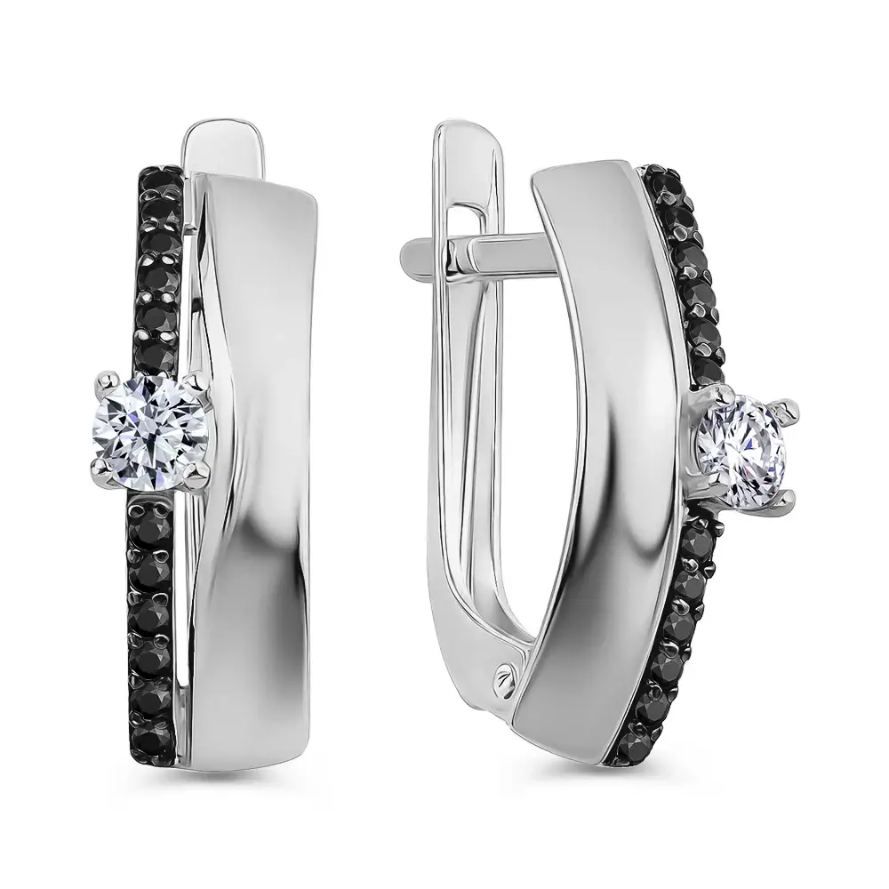 Серьги с фианитами из серебра 925 пробы