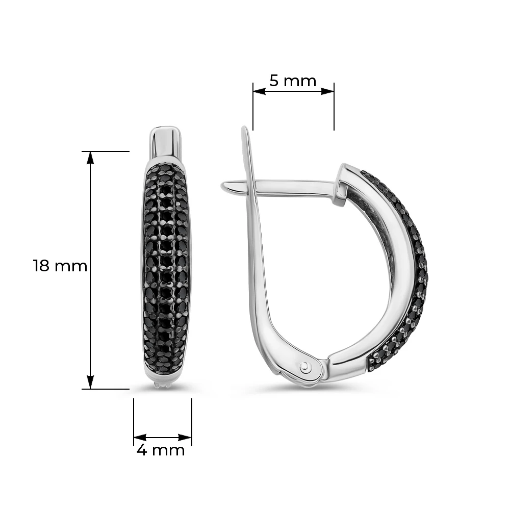Серьги с фианитами из серебра 925 пробы
