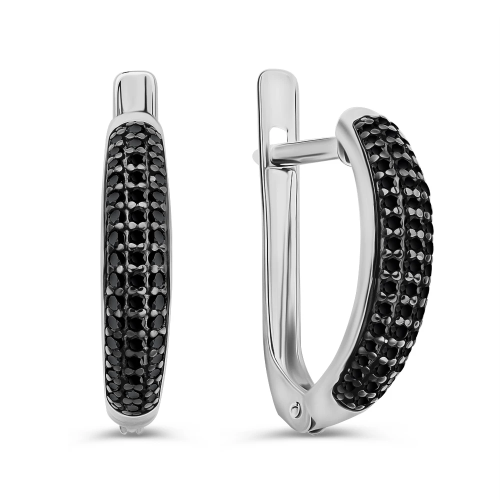 Серьги с фианитами из серебра 925 пробы