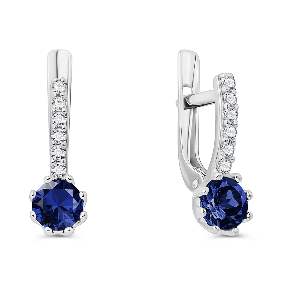 Серьги с фианитами из серебра 925 пробы