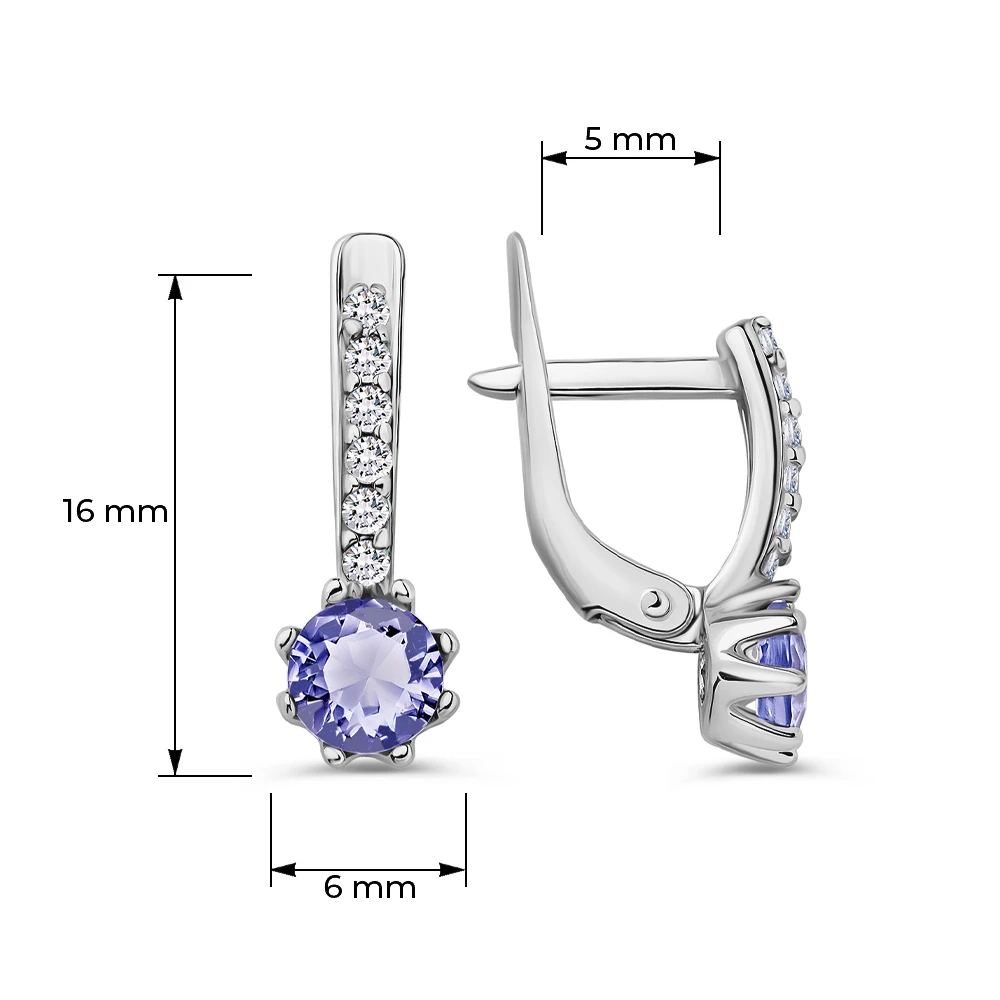 Серьги с фианитами из серебра 925 пробы