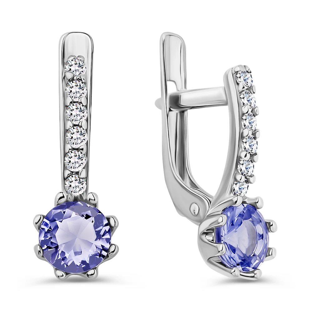 Серьги с фианитами из серебра 925 пробы