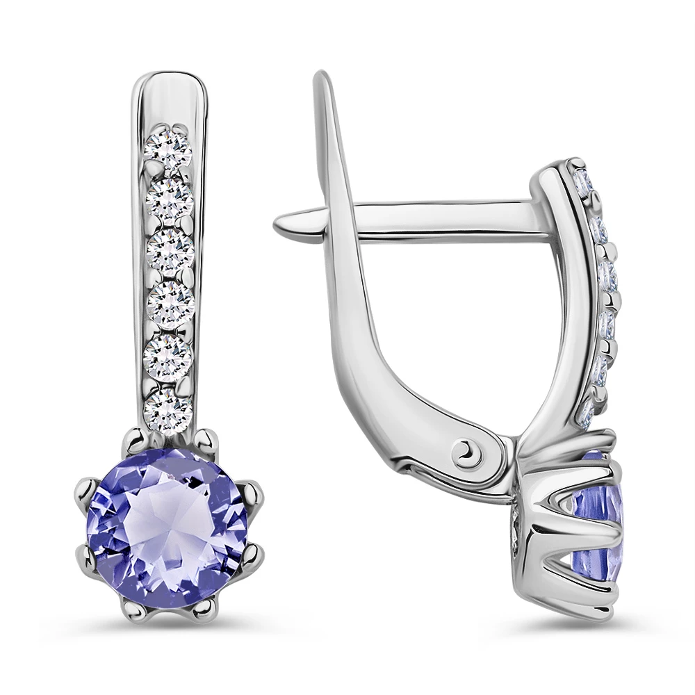 Серьги с фианитами из серебра 925 пробы