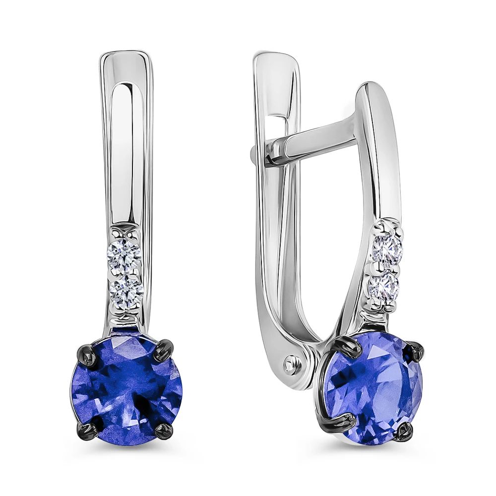 Серьги с фианитами из серебра 925 пробы