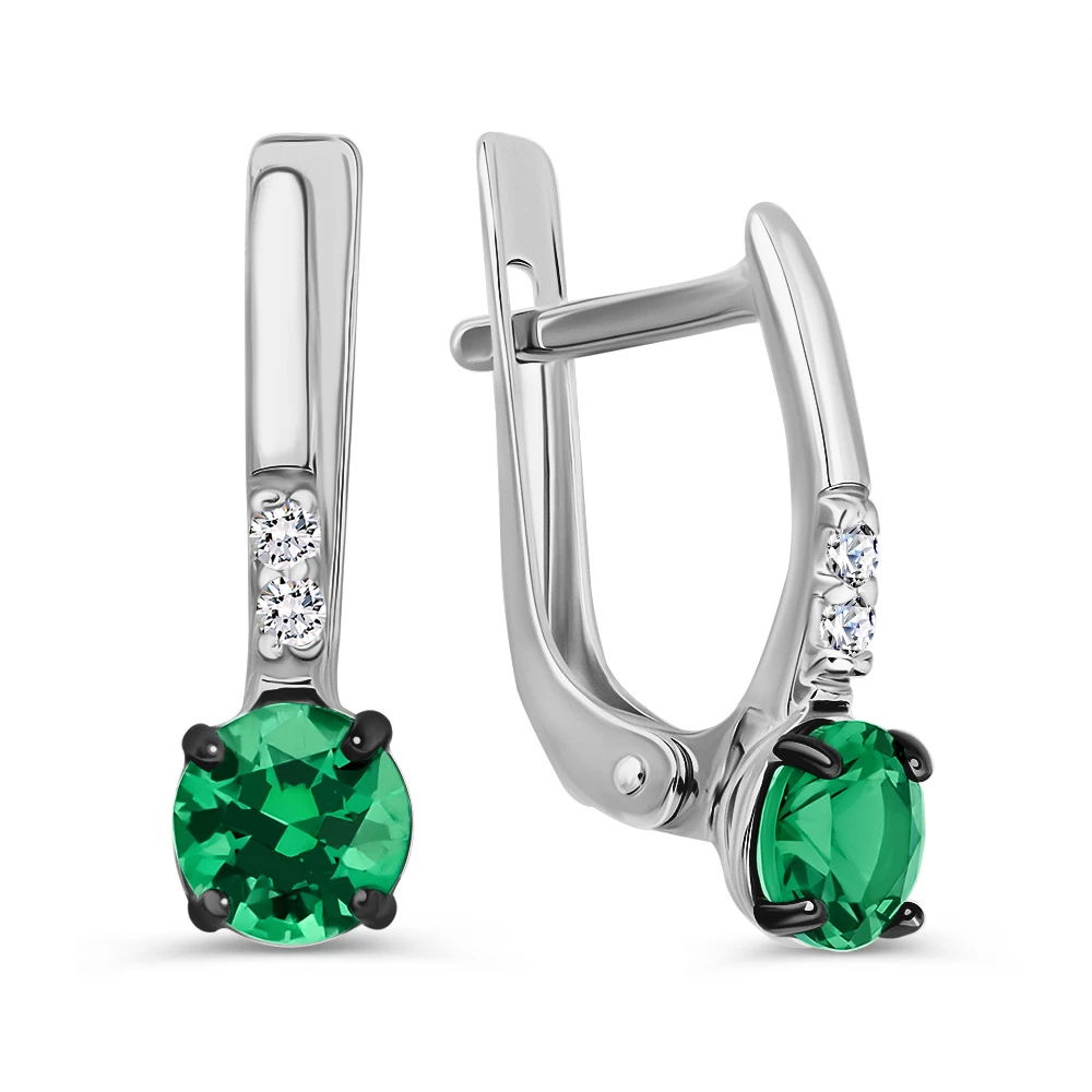 Серьги с фианитами из серебра 925 пробы
