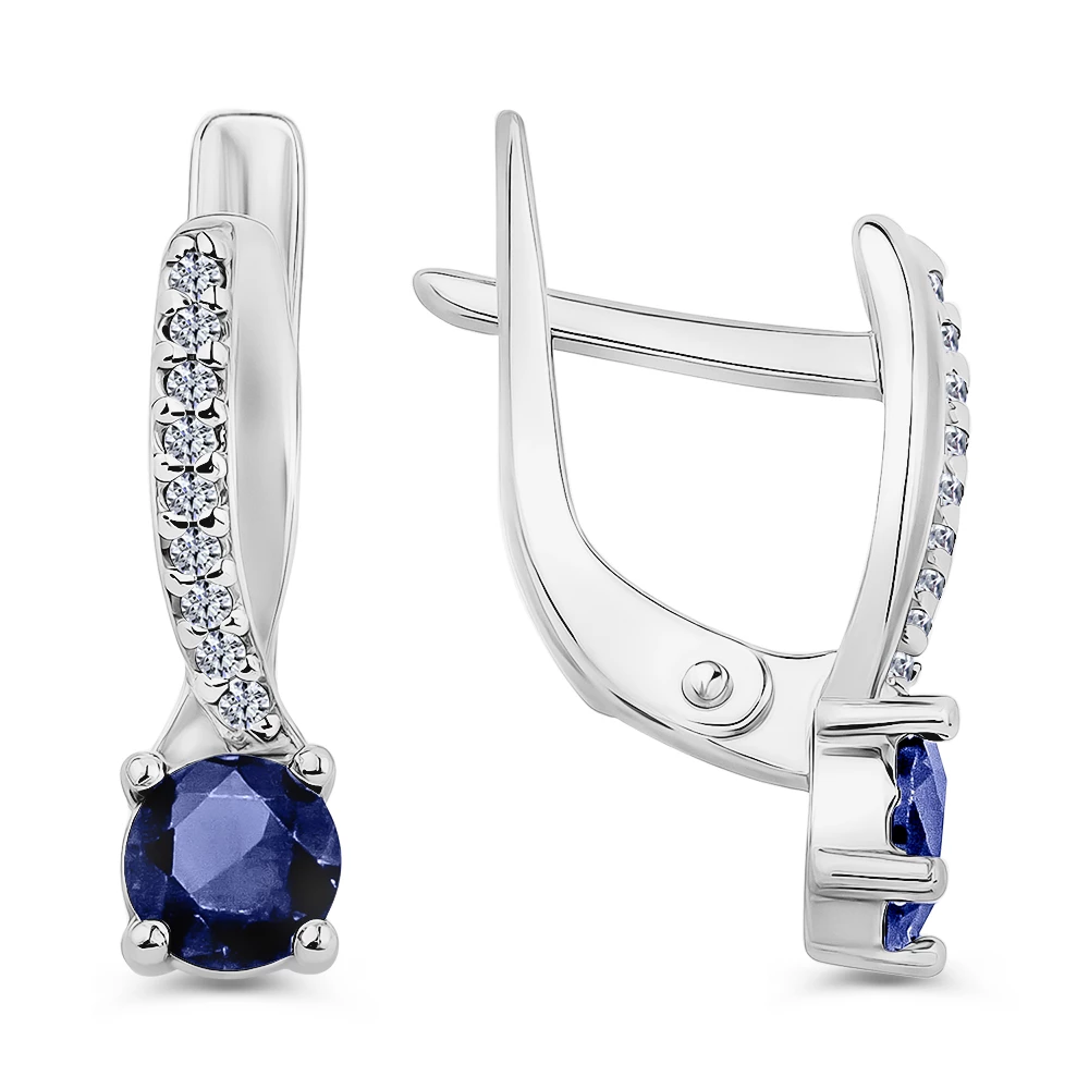 Серьги с фианитами из серебра 925 пробы