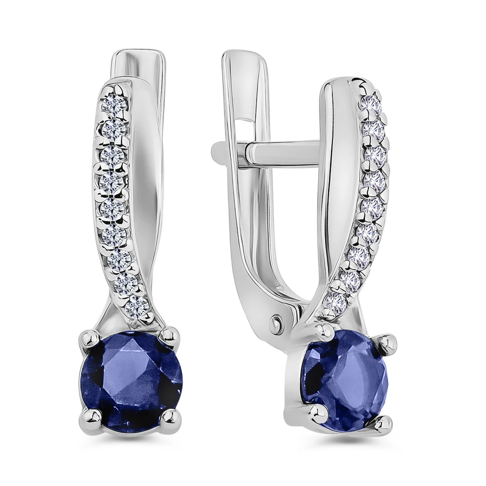 Серьги с фианитами из серебра 925 пробы