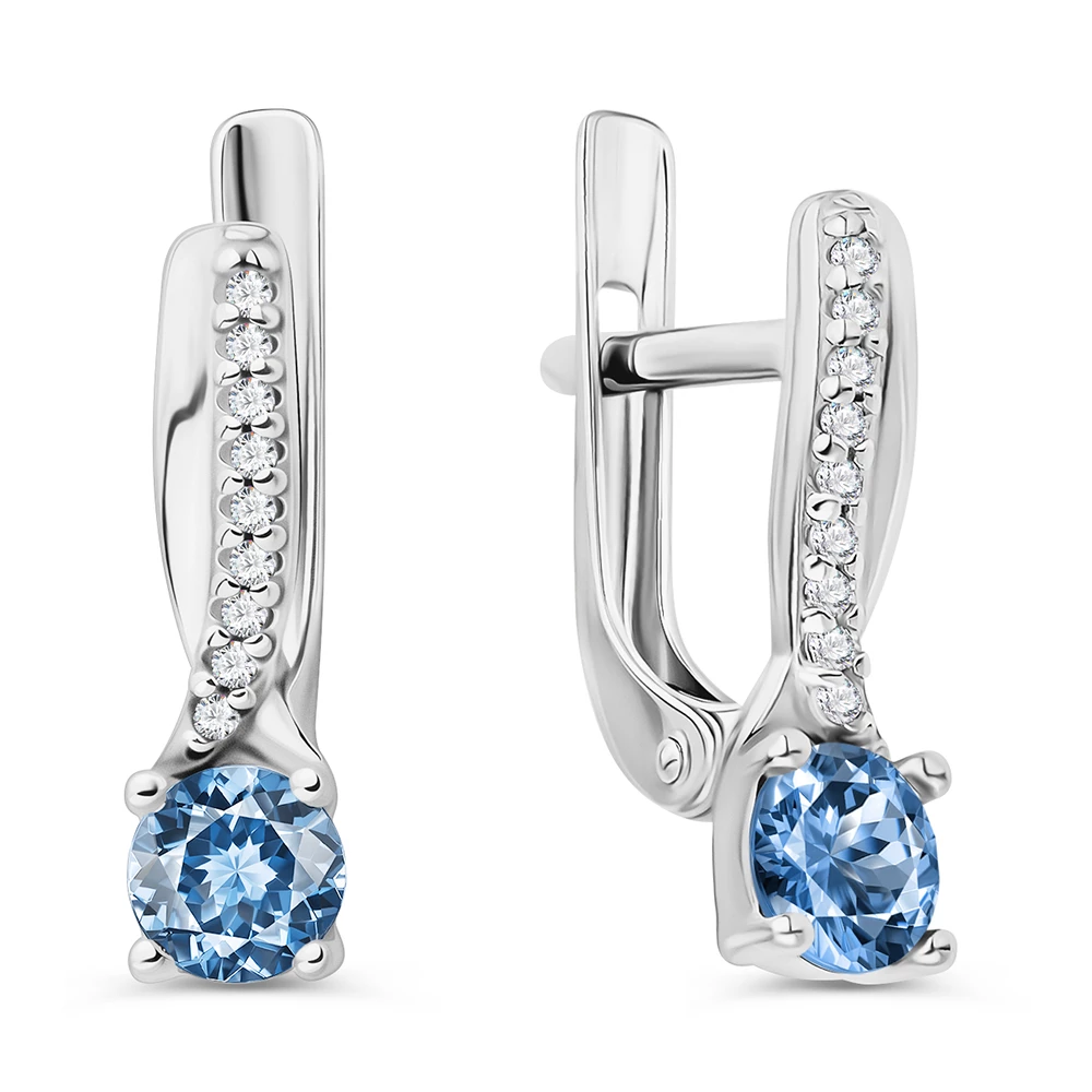 Серьги с фианитами из серебра 925 пробы