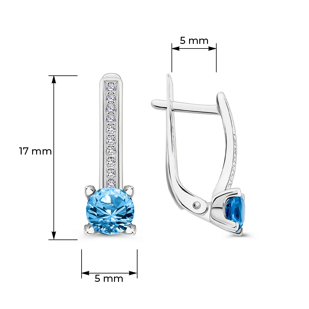 Серьги с фианитами из серебра 925 пробы