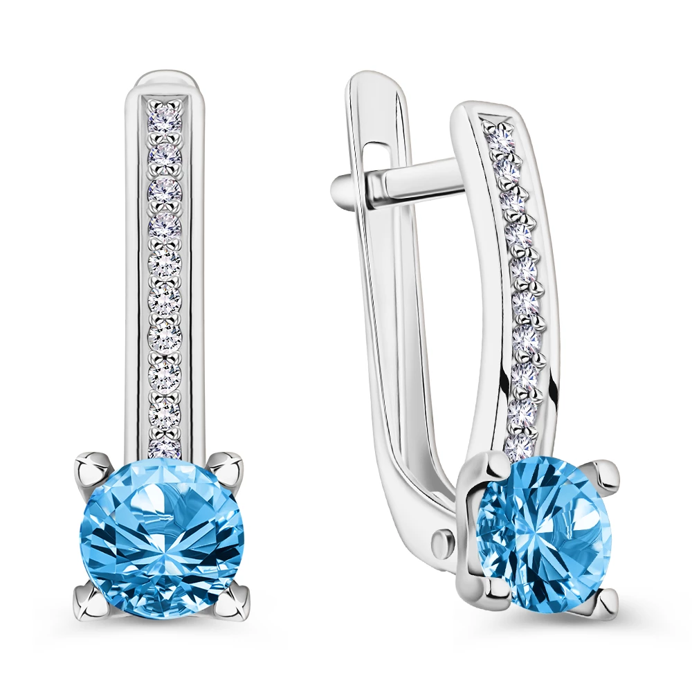 Серьги с фианитами из серебра 925 пробы