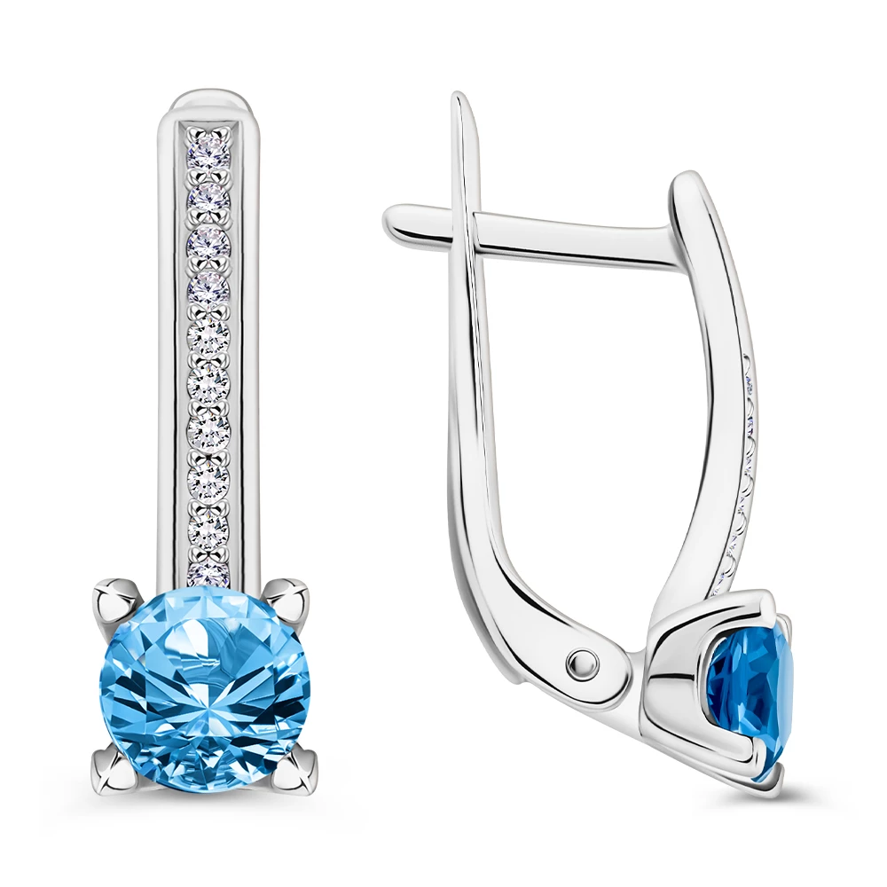 Серьги с фианитами из серебра 925 пробы