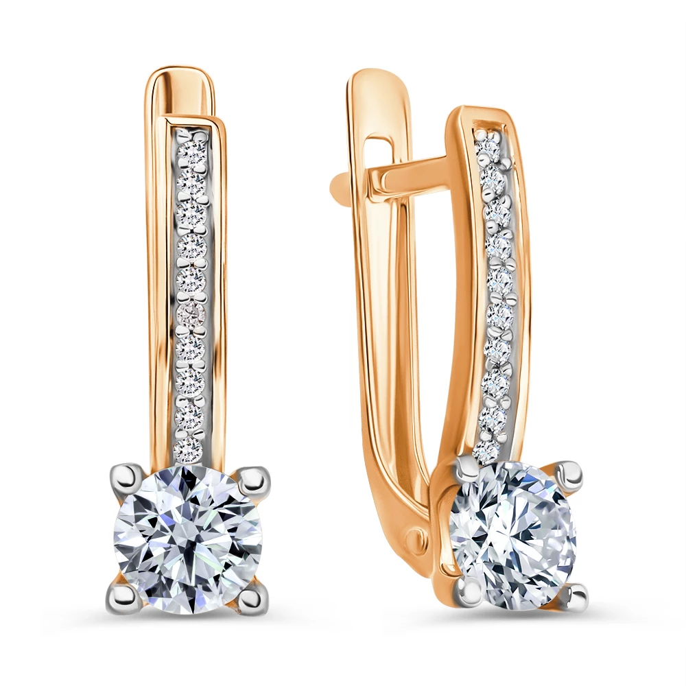 Серьги с фианитами из серебра 925 пробы