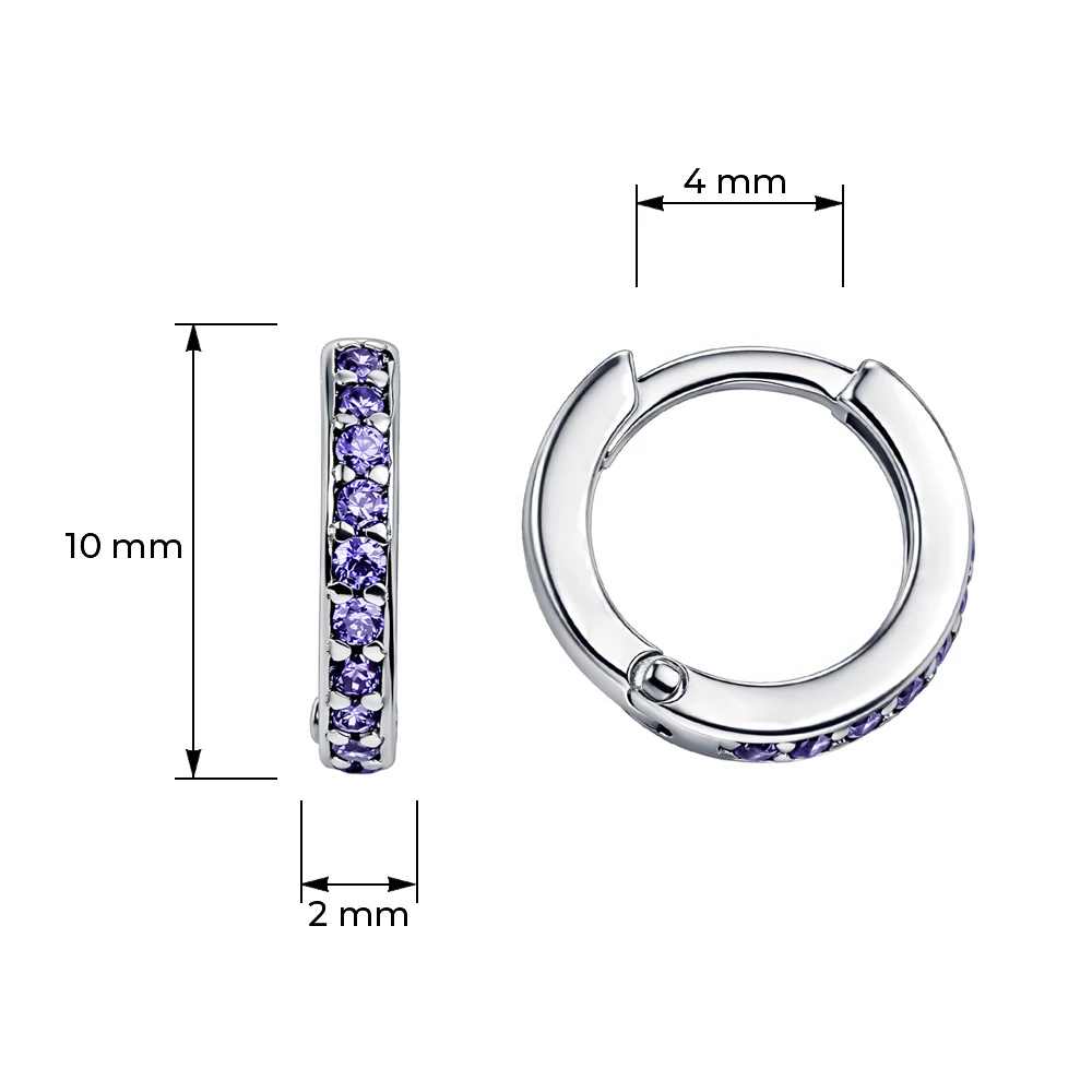 Серьги с фианитами из серебра 925 пробы