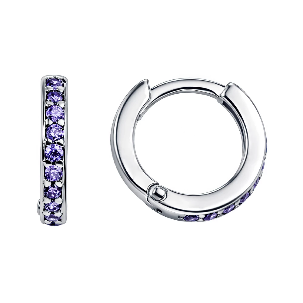 Серьги с фианитами из серебра 925 пробы