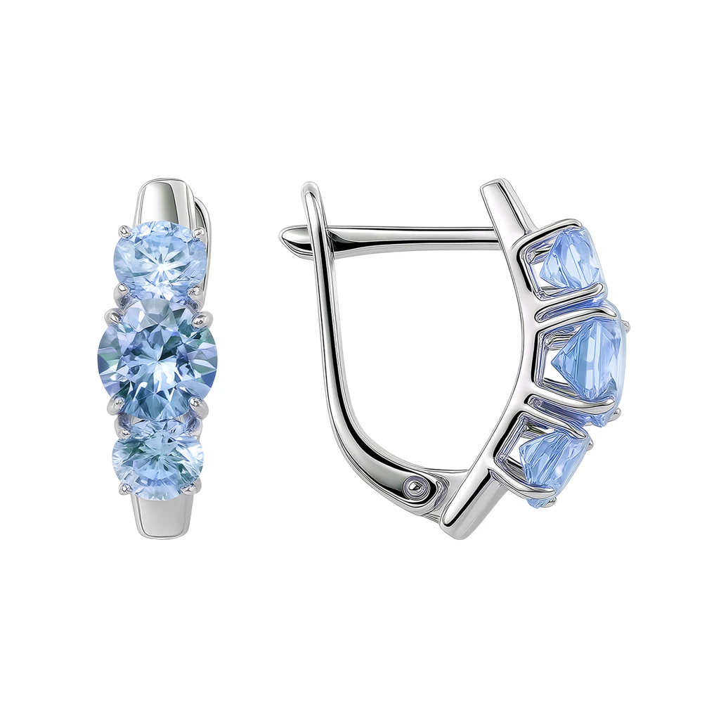 Серьги с фианитами из серебра 925 пробы