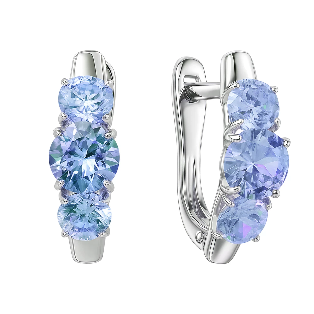 Серьги с фианитами из серебра 925 пробы