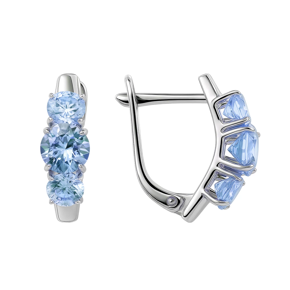 Серьги с фианитами из серебра 925 пробы