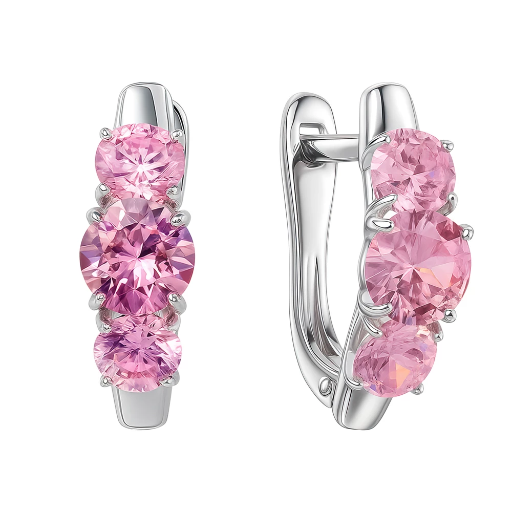 Серьги с фианитами серебрянные 925 пробы