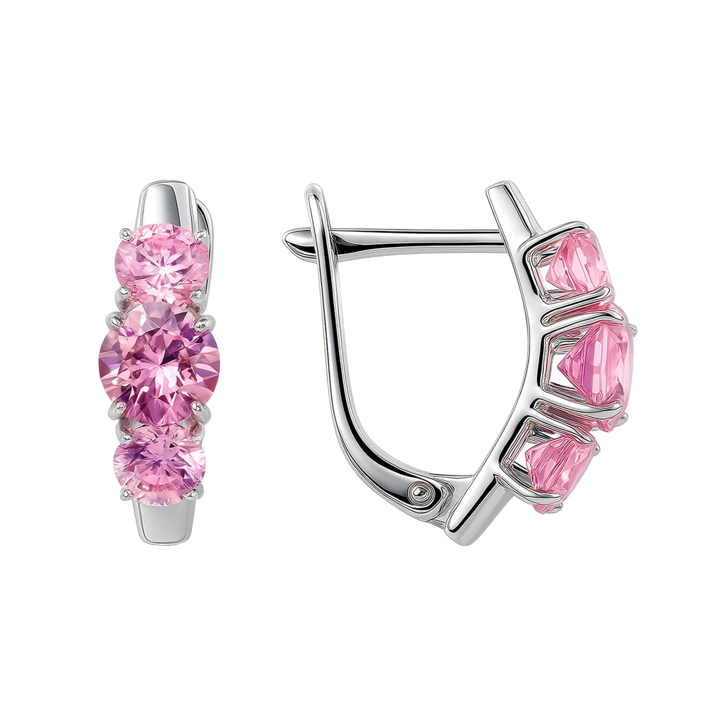 Серьги с фианитами серебрянные 925 пробы