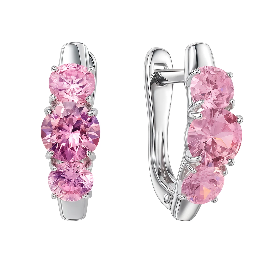 Серьги с фианитами серебрянные 925 пробы