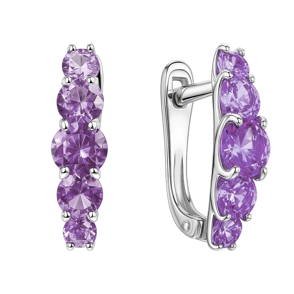 Серьги с фианитами из серебра 925 пробы