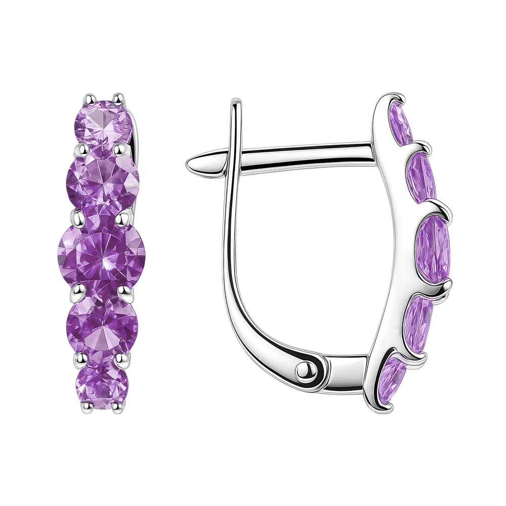 Серьги с фианитами из серебра 925 пробы