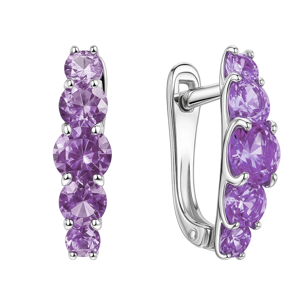 Серьги с фианитами из серебра 925 пробы