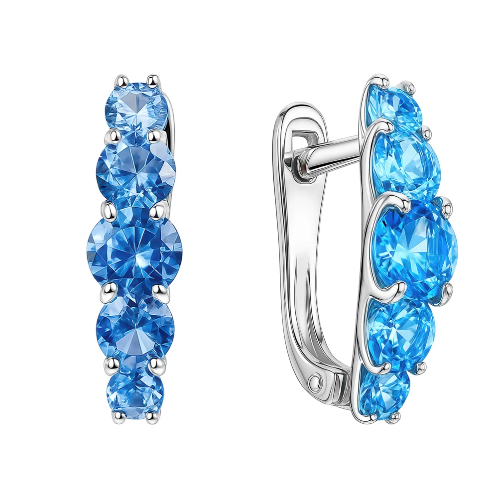 Серьги с фианитами из серебра 925 пробы