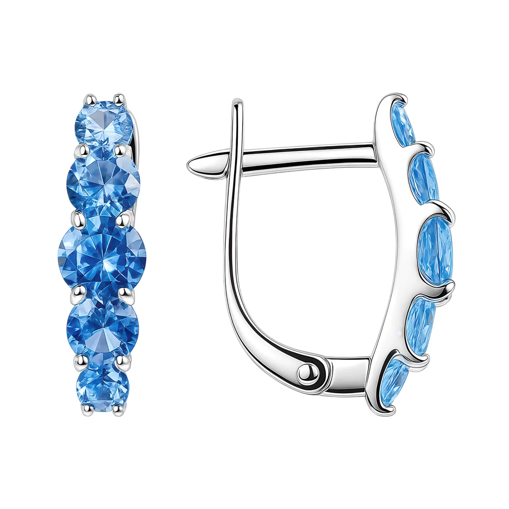 Серьги с фианитами из серебра 925 пробы