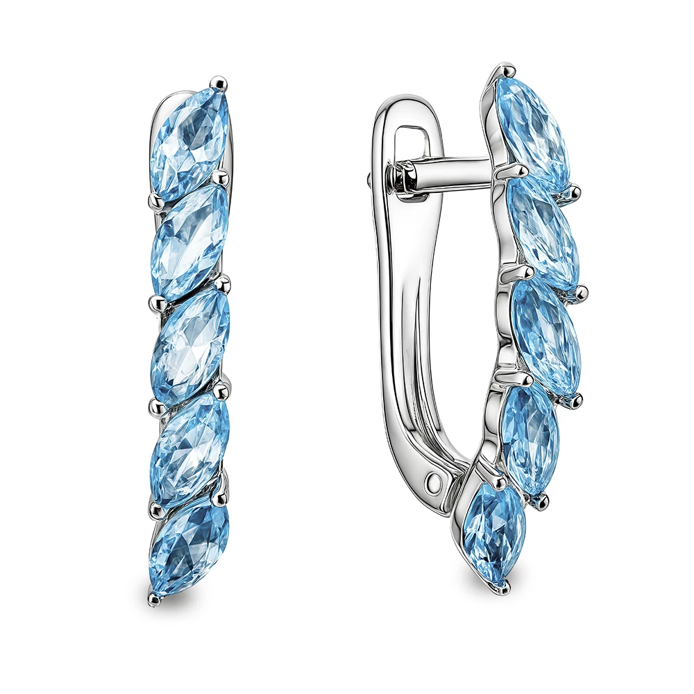 Серьги с фианитами из серебра 925 пробы