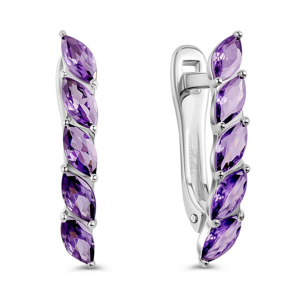 Серьги с фианитами из серебра 925 пробы