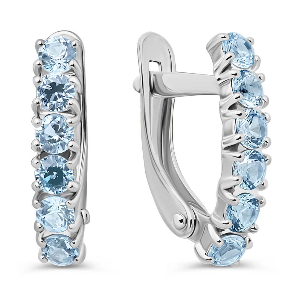 Серьги с фианитами из серебра 925 пробы