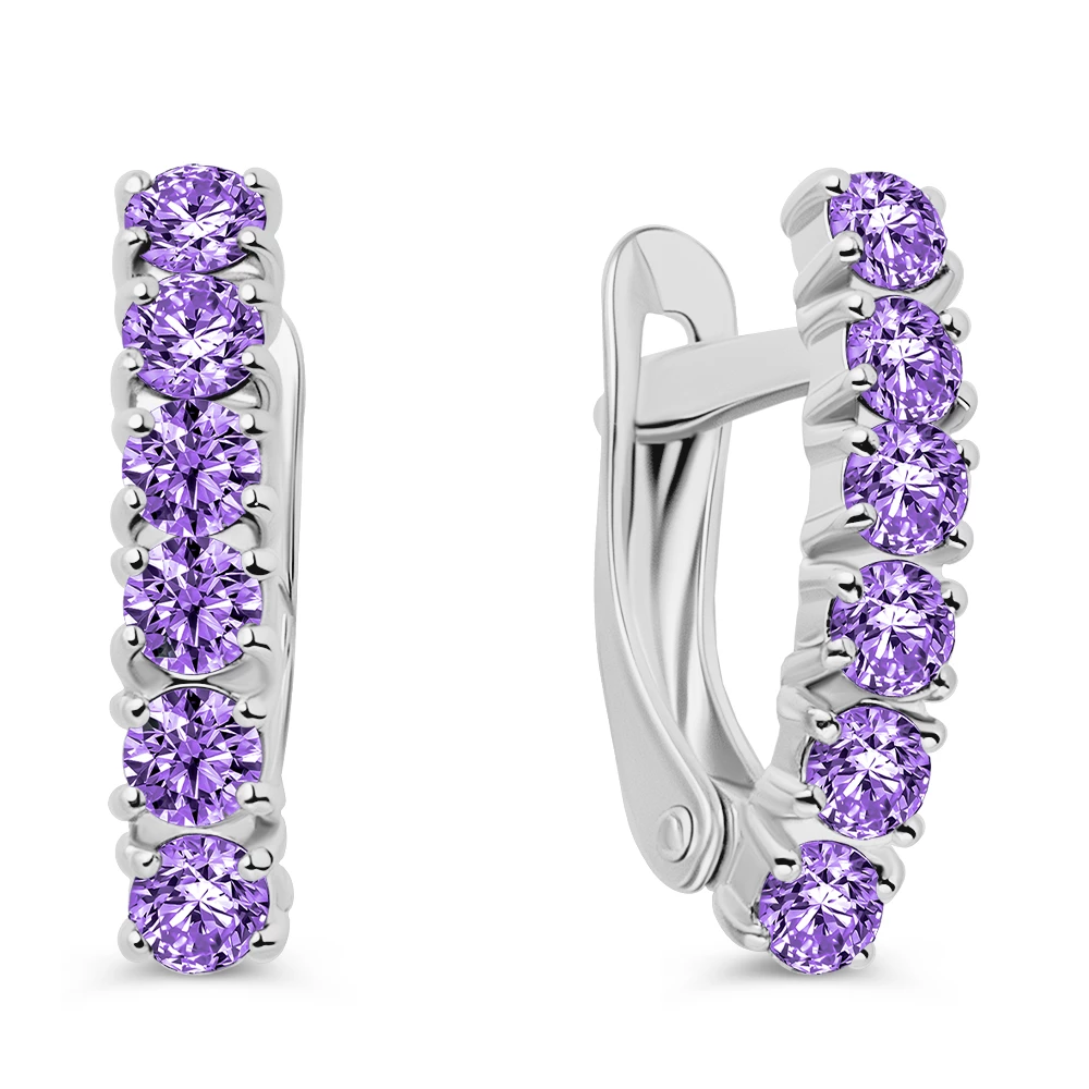 Серьги с фианитами из серебра 925 пробы