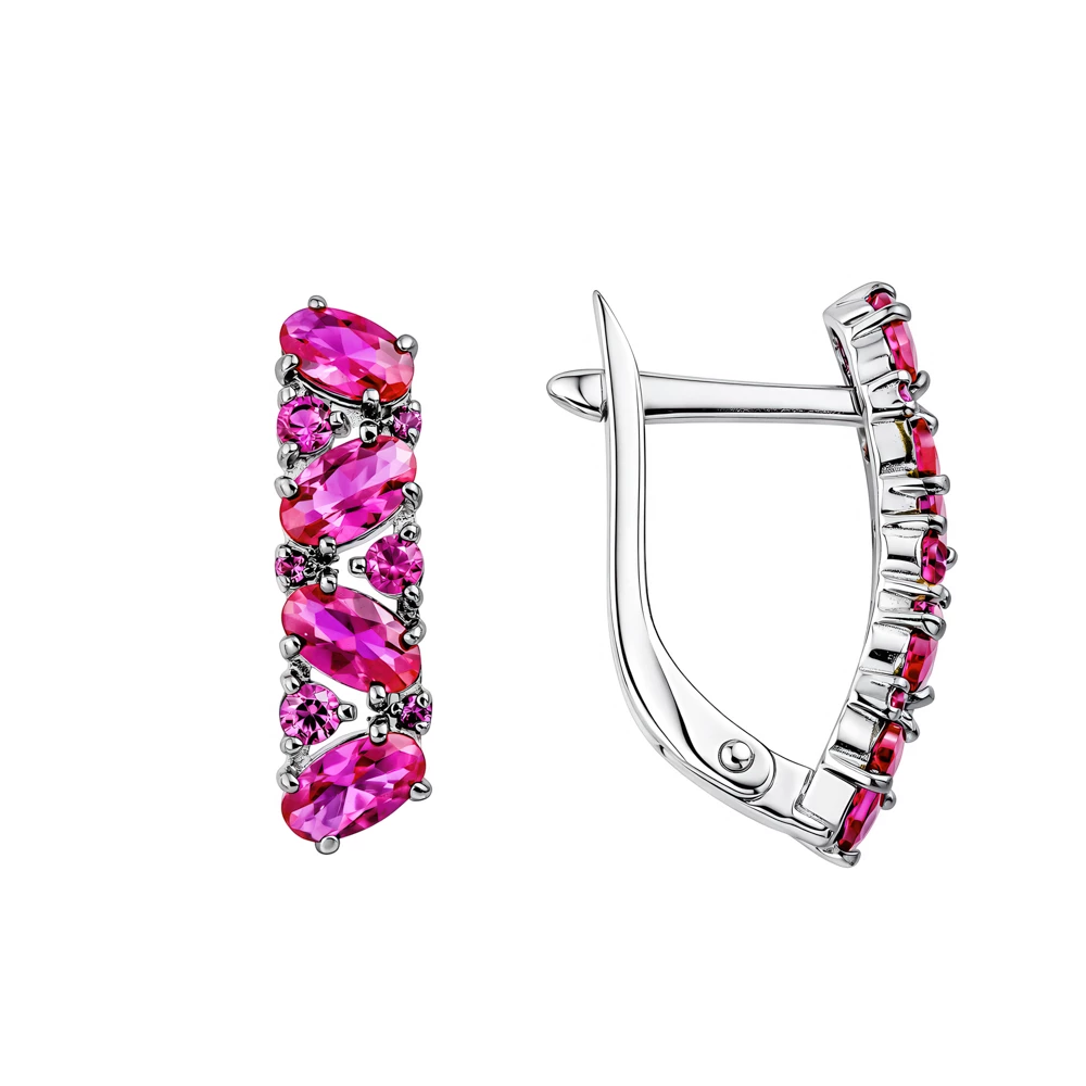 Серьги с фианитами из серебра 925 пробы