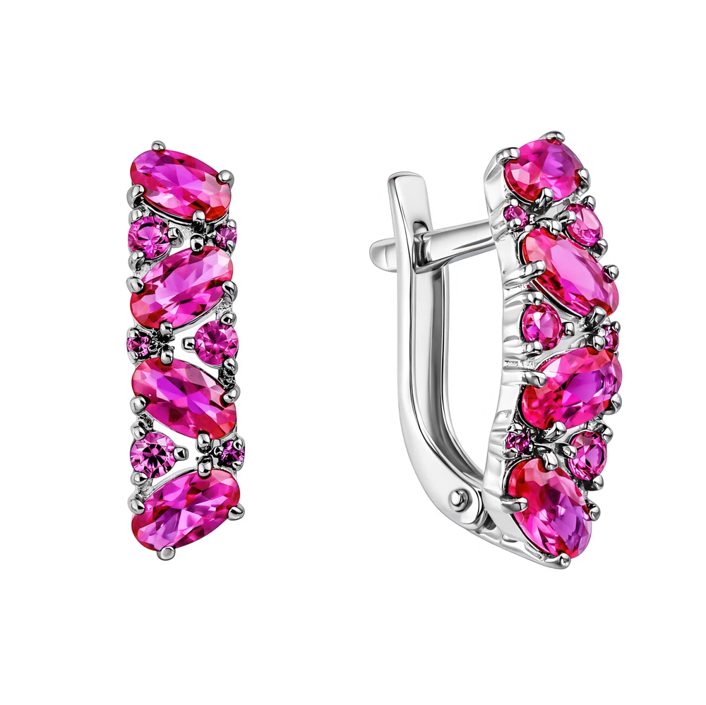 Серьги с фианитами из серебра 925 пробы