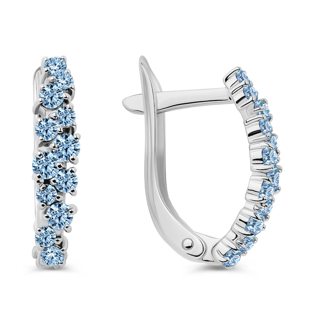 Серьги с фианитами из серебра 925 пробы