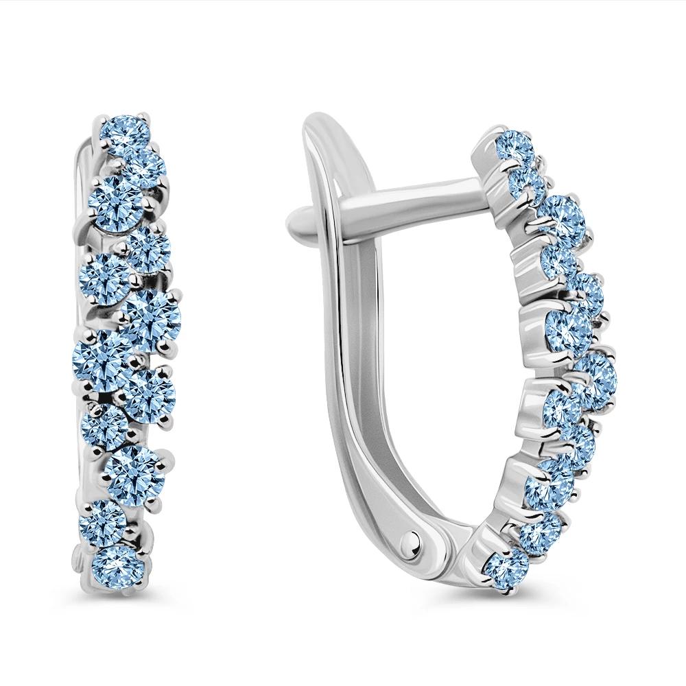Серьги с фианитами из серебра 925 пробы