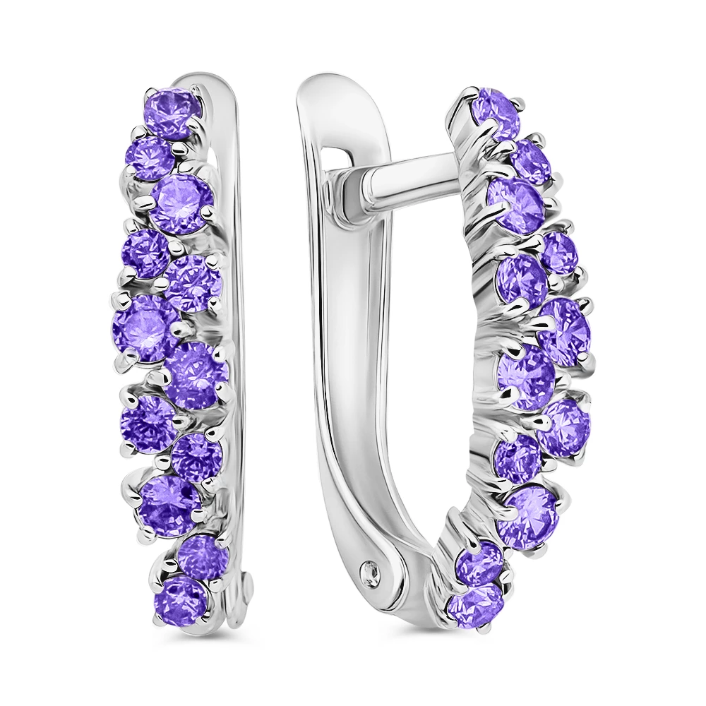 Серьги с фианитами из серебра 925 пробы