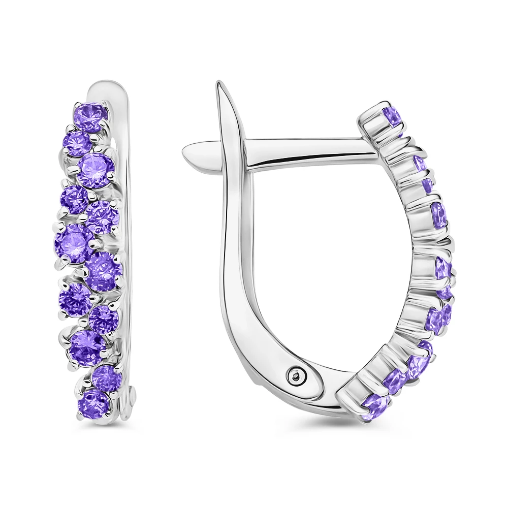 Серьги с фианитами из серебра 925 пробы