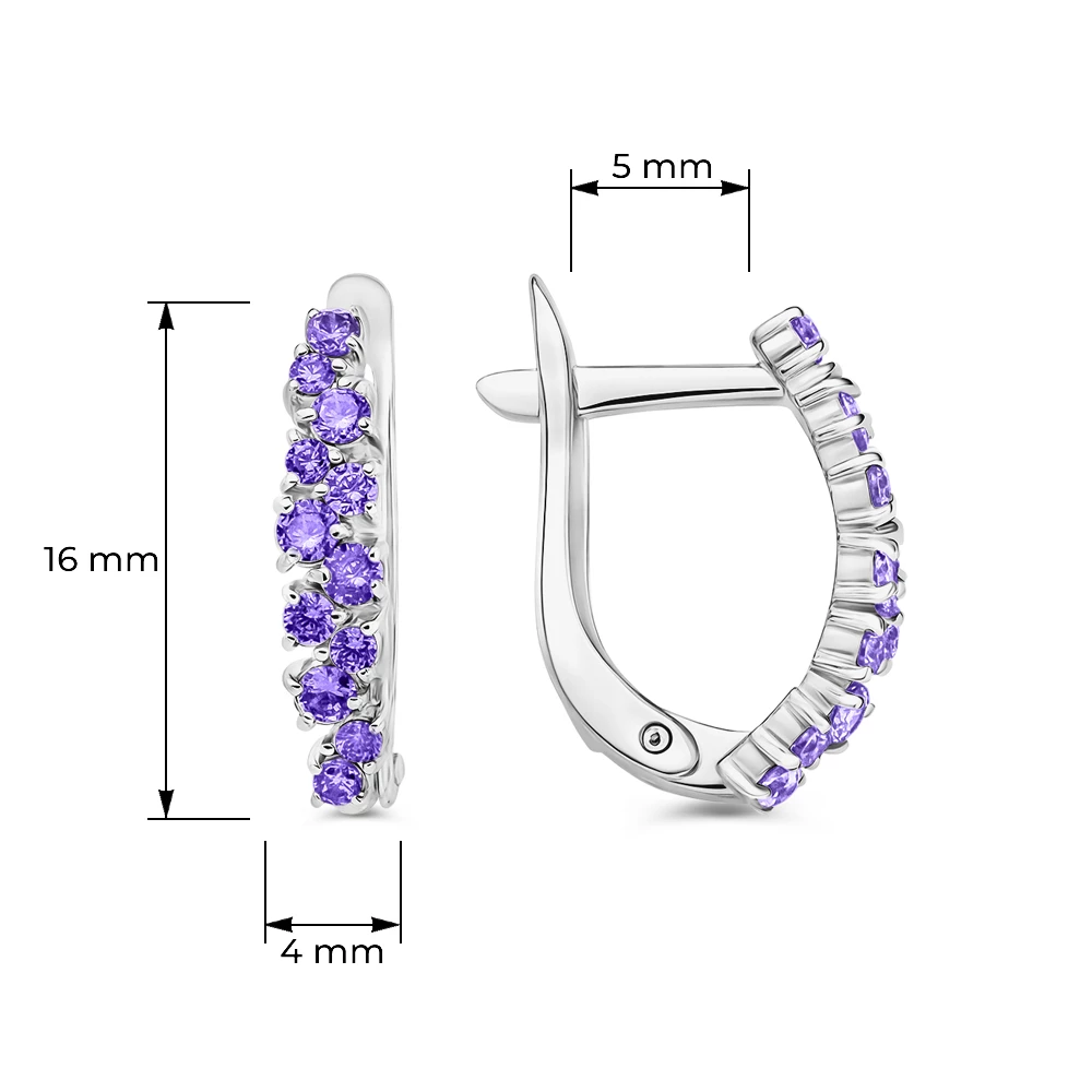 Серьги с фианитами из серебра 925 пробы