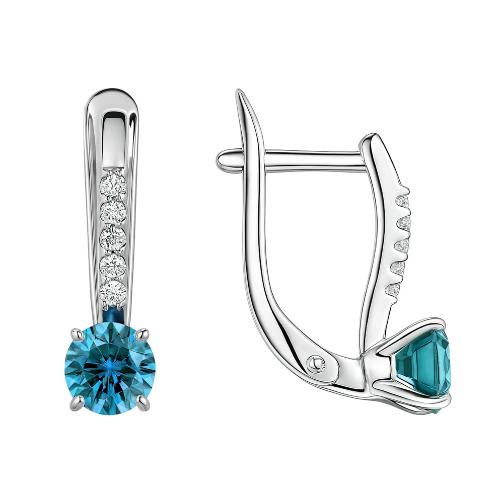 Серьги с фианитами из серебра 925 пробы