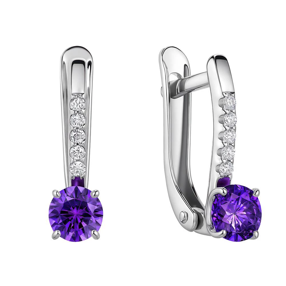 Серьги с фианитами из серебра 925 пробы