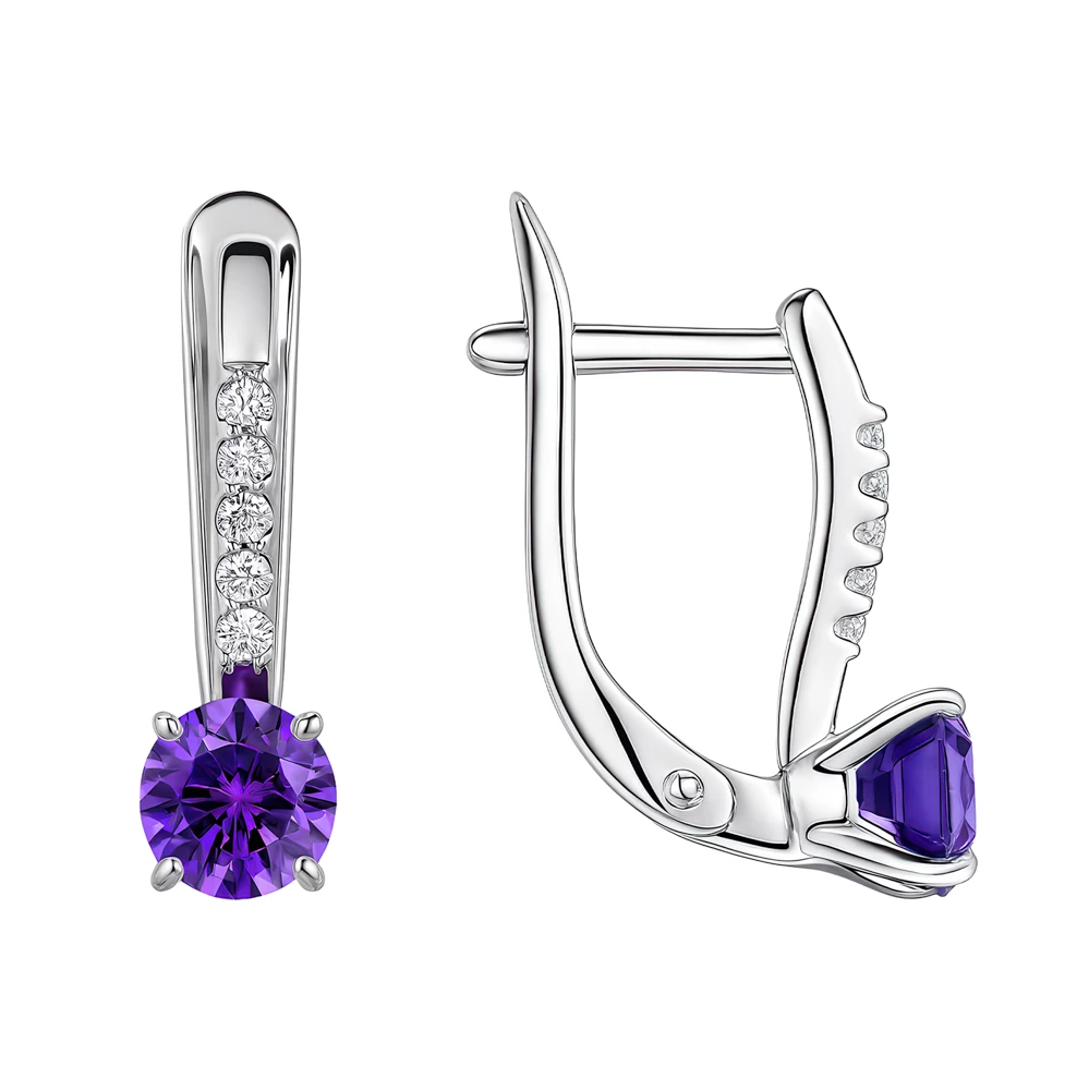 Серьги с фианитами из серебра 925 пробы