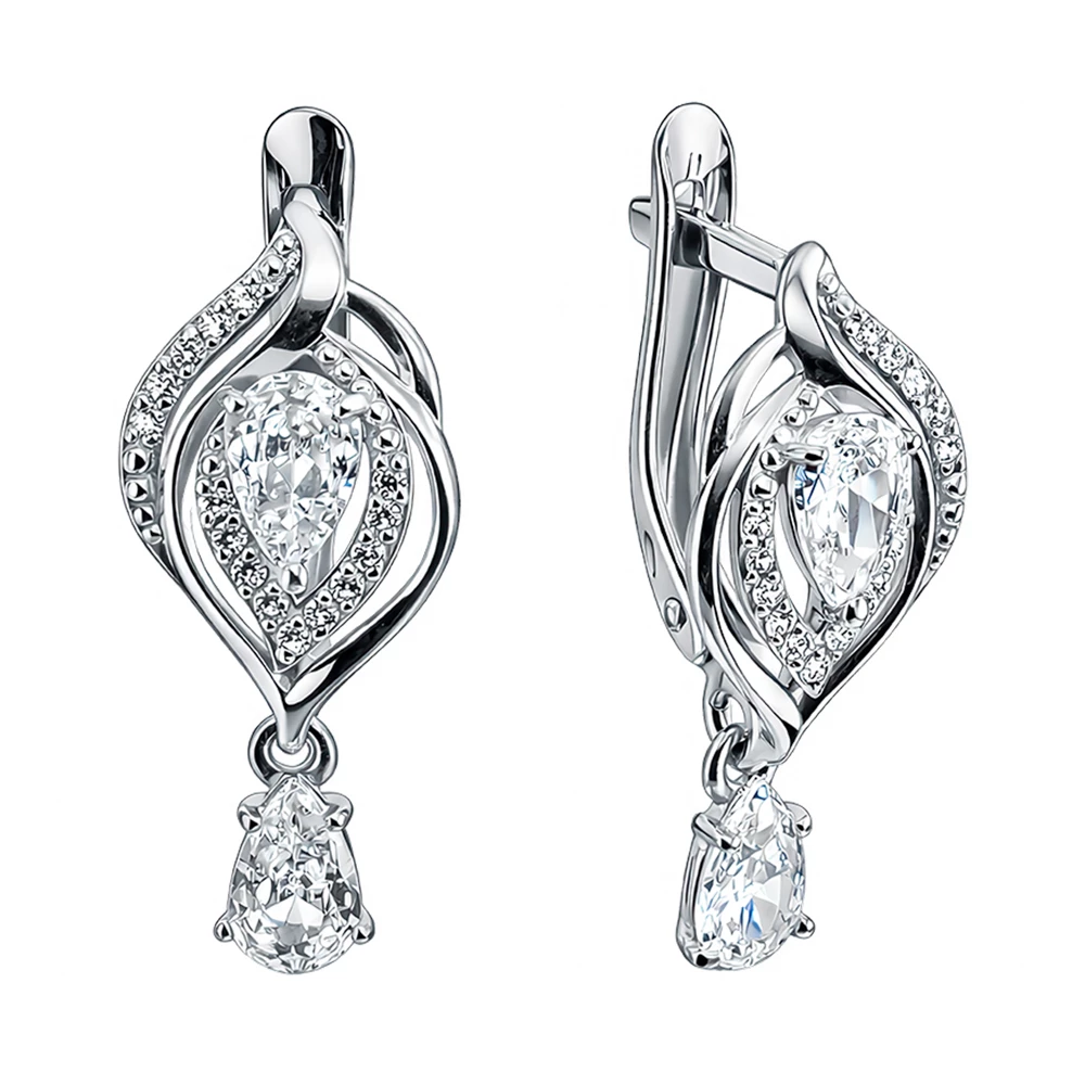 Серьги с фианитами из серебра 925 пробы